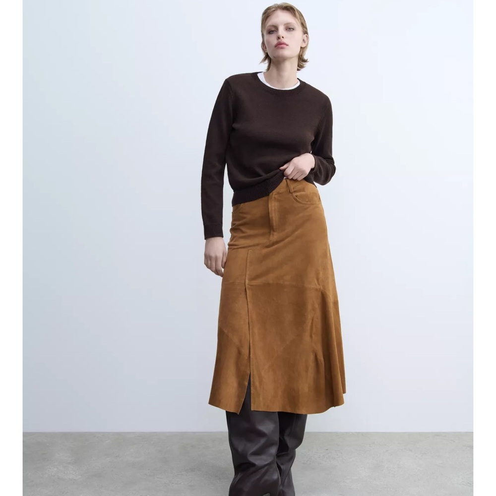 Zara Rustic Basic Knit Brown Sweater Small New - image 1